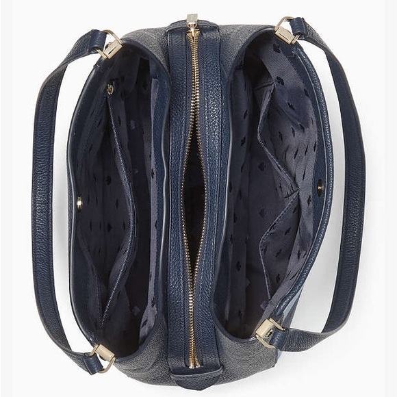 NWT-Kate Spade-Leila-Med 3 Compartment Shoulder-Patchwork Suede-Blazer Blue-$479 - Picture 14 of 15